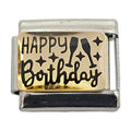 Happy Birthday Gold 9mm Charm