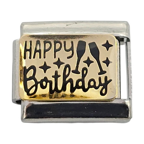 Happy Birthday Gold 9mm Charm