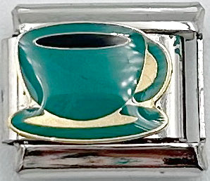 Tea Cup Green 9mm Charm