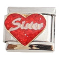Sister on red Heart 9mm Charm