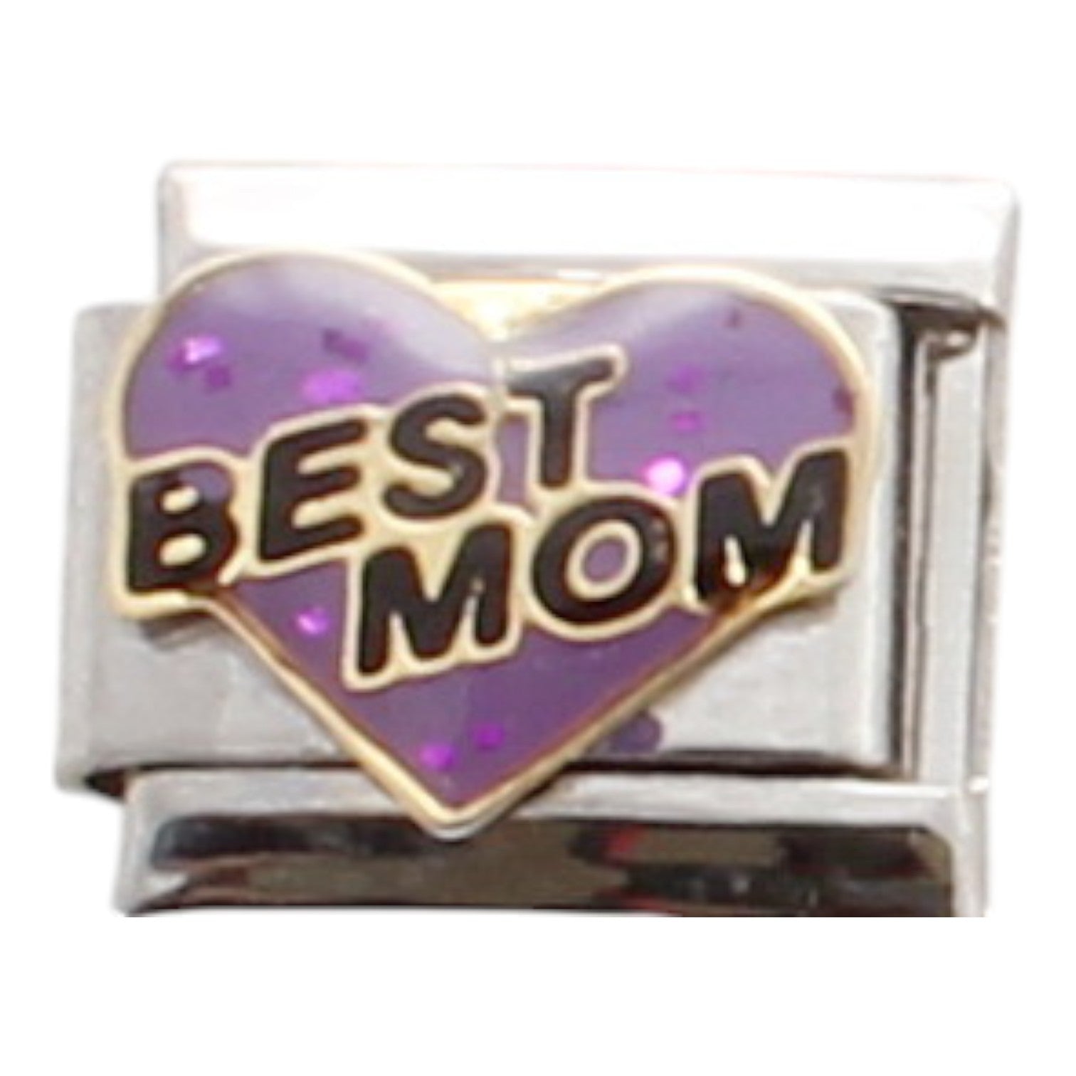 Best Mom on Purple Heart 9mm Charm