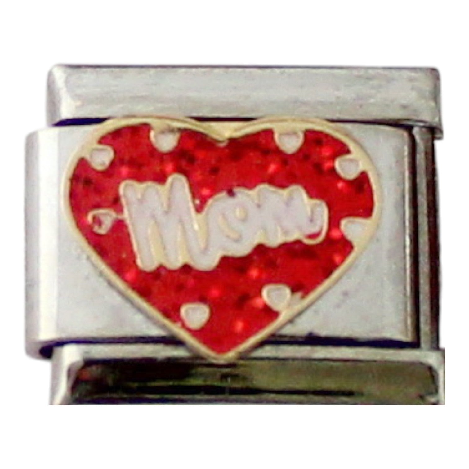 Mom White Hearts 9mm Charm