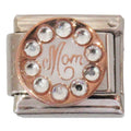 Rose gold Mom with stones 9mm Charm