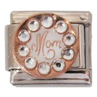 Rose gold Mom with stones 9mm Charm