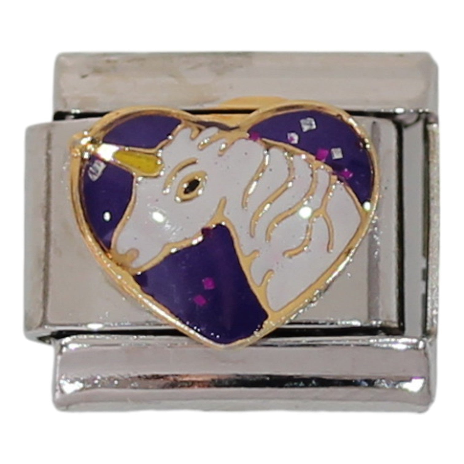 Unicorn on Purple Heart 9mm Charm