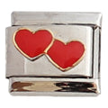 Double red Hearts 9mm Charm