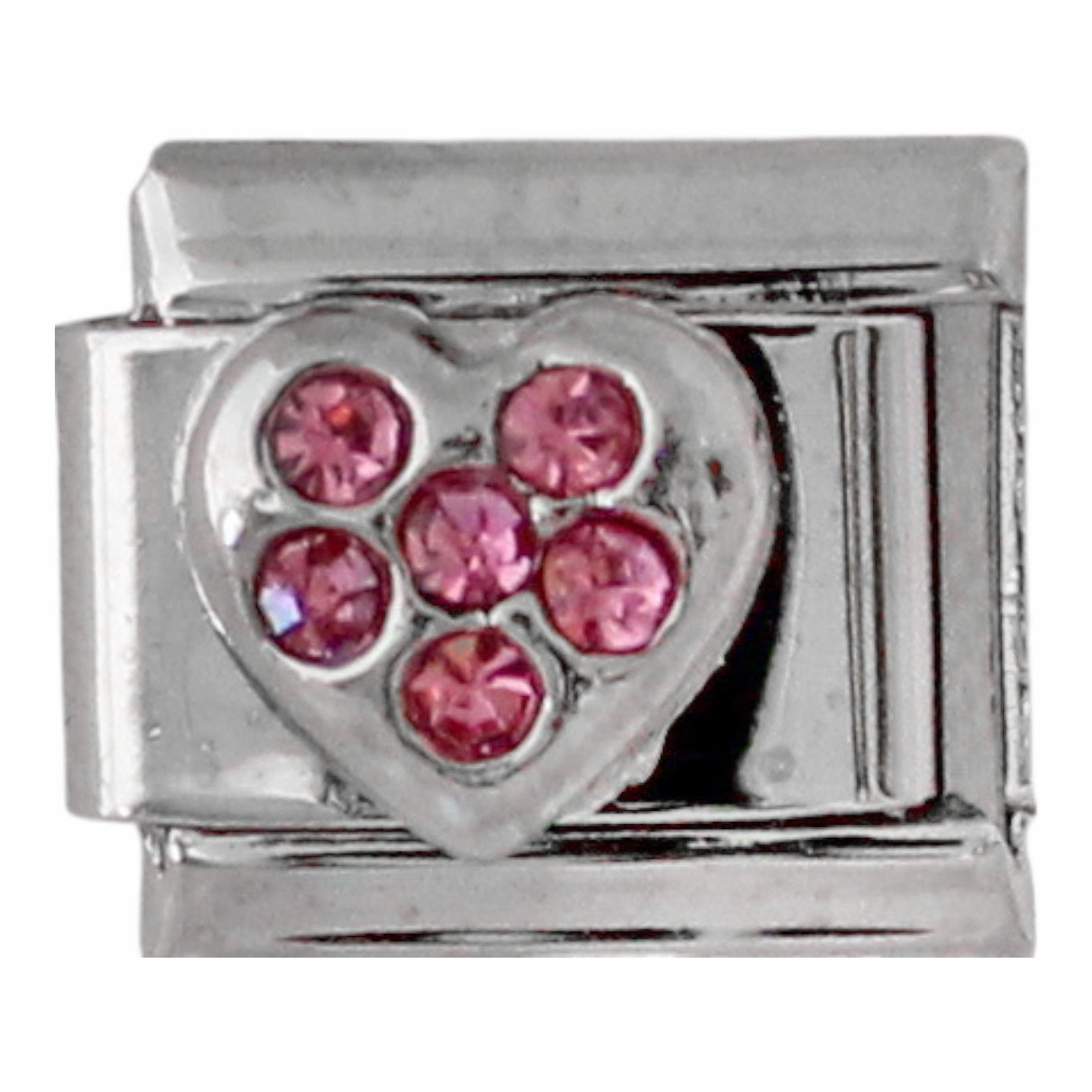 Pink CZ Heart 9mm Charm