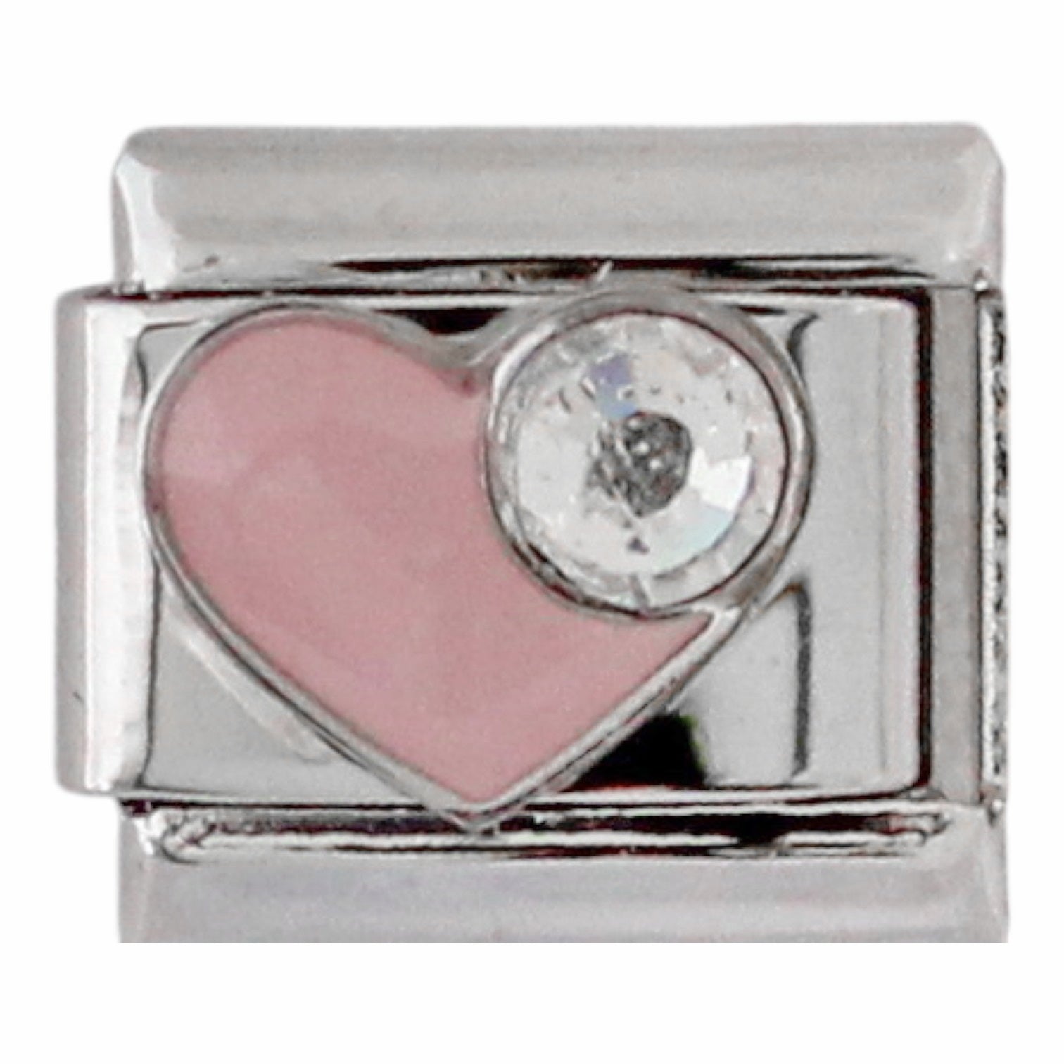 Pink Heart with Stone 9mm Charm