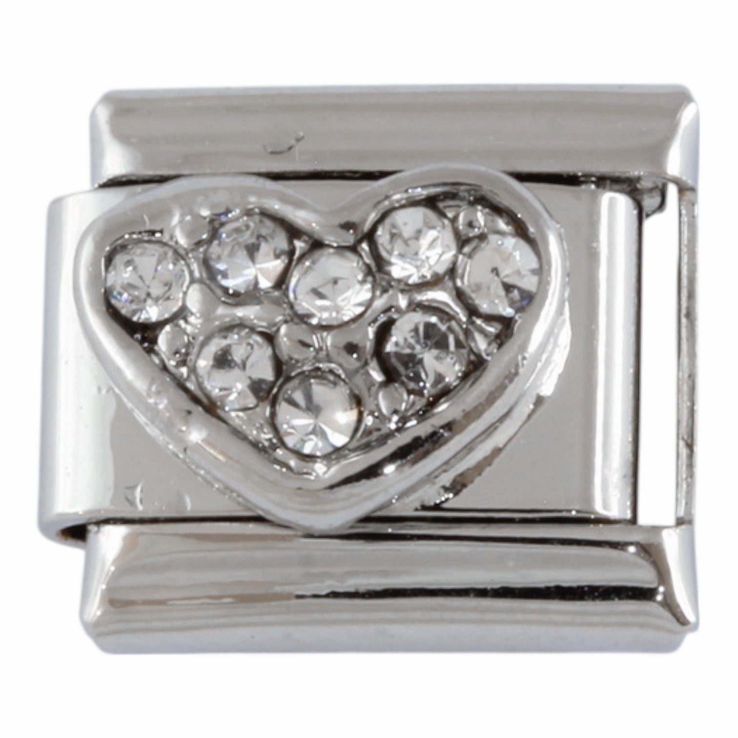 Silver CZ Heart 9mm Charm
