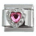 Pink Heart Stone 9mm Charm