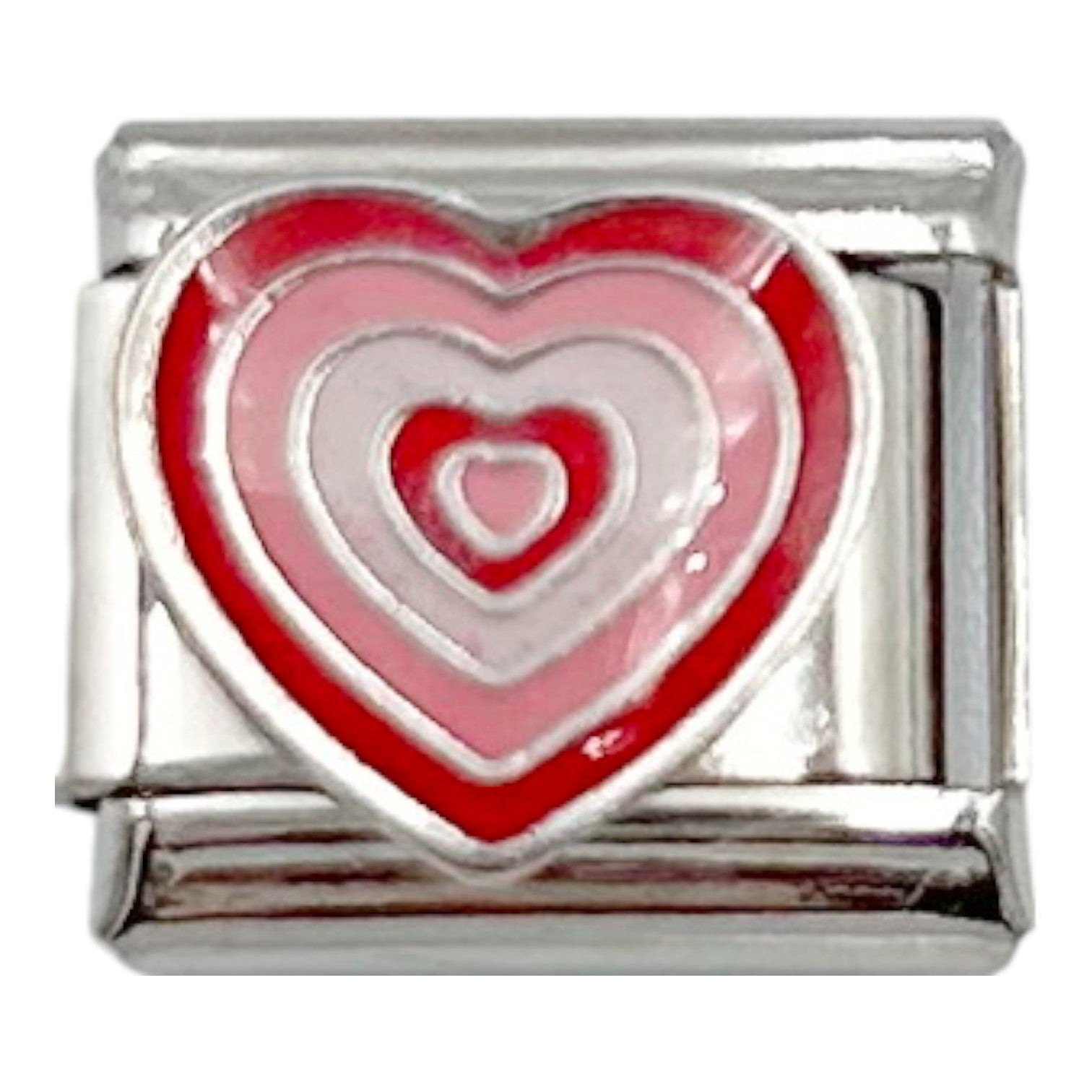 Pink Layered Heart 9mm Charm