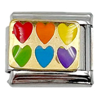 Rainbow Hearts 9mm Charm
