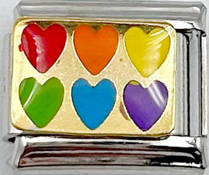 Rainbow Hearts 9mm Charm