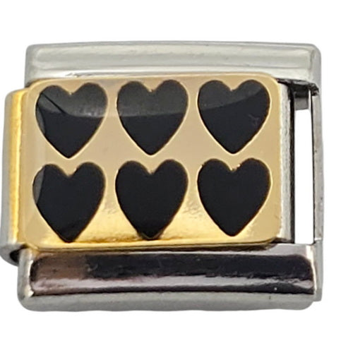 Black Hearts Gold 9mm Charm