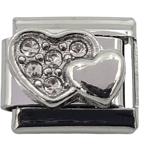 Silver Hearts Stones 9mm Charm