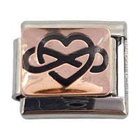Rose Gold Heart Infinity 9mm Charm