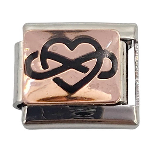 Rose Gold Heart Infinity 9mm Charm