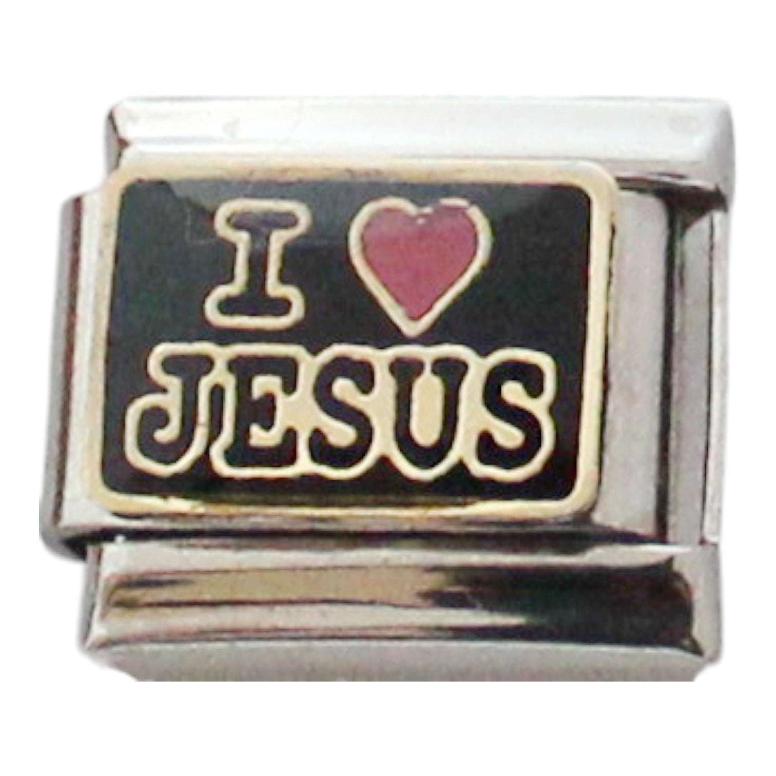 I Love Jeus Black 9mm Charm