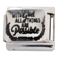 With God All Things Are Possible Silver 9mm Charm
