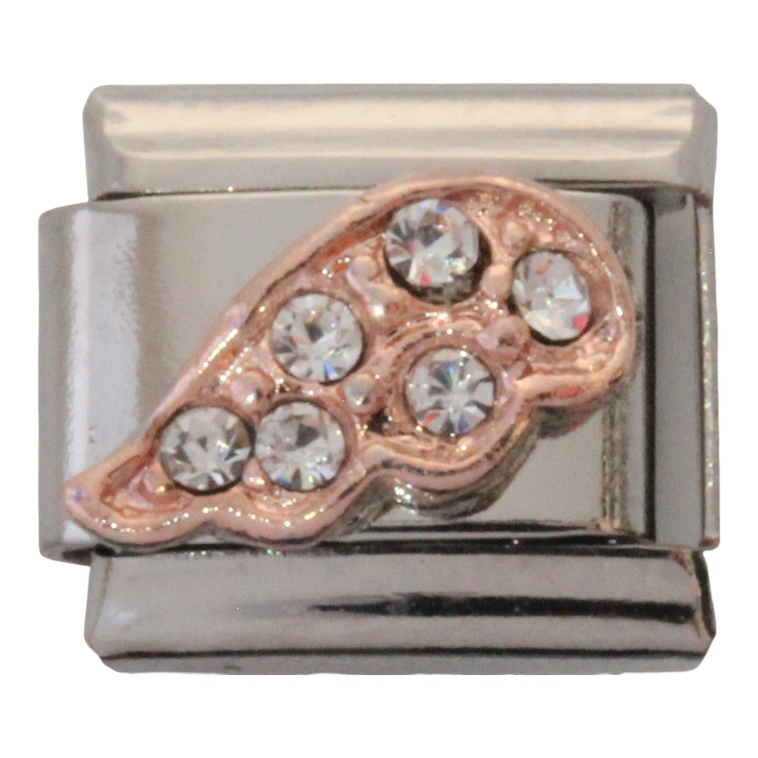Rose Gold Wing with Stones 9mm Charm