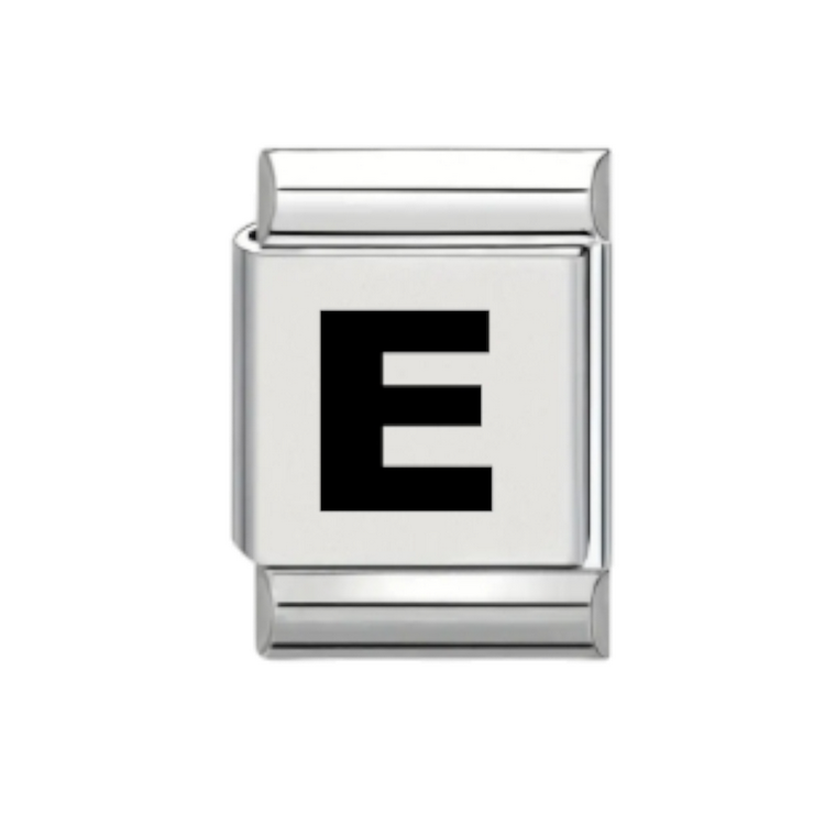 13mm Laser Italian Charm - Plain Letter E