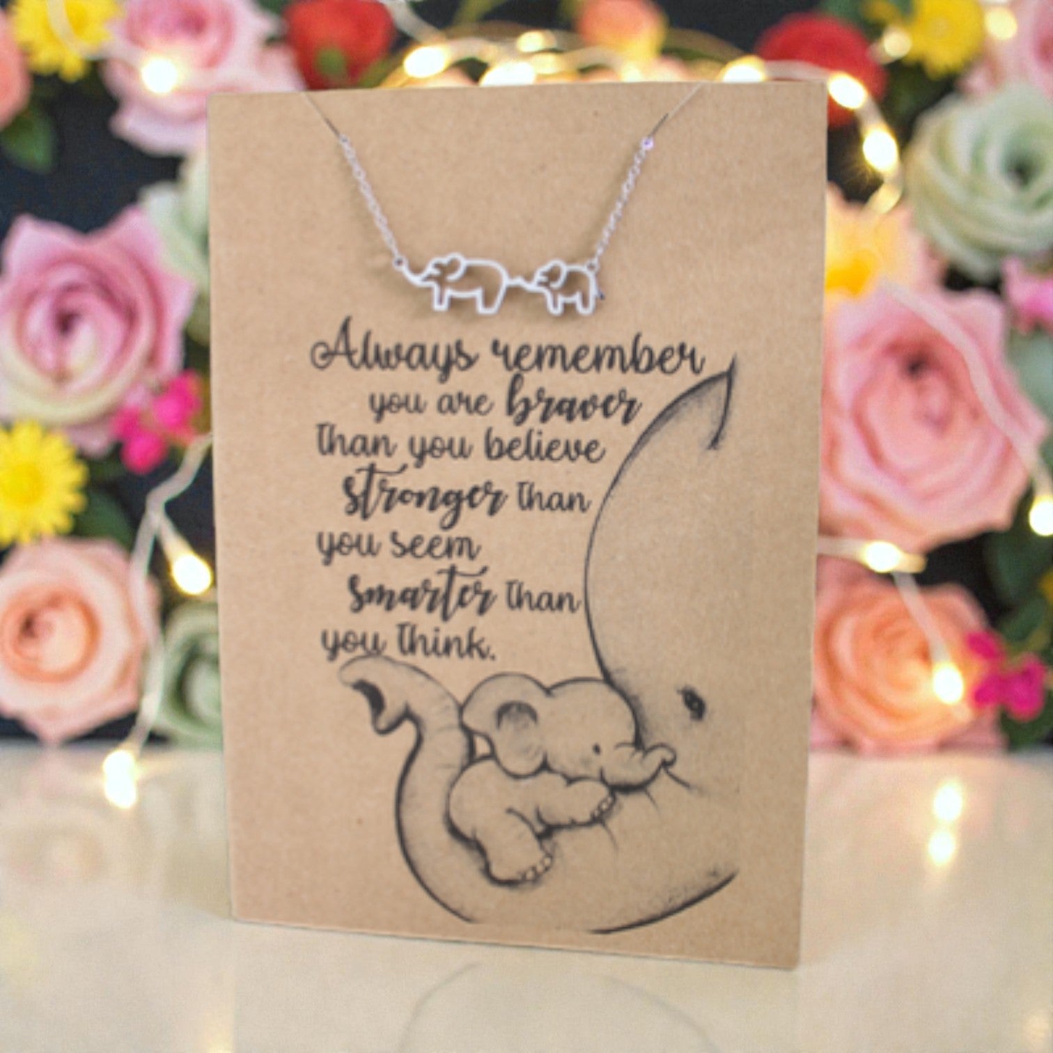 Elephants Pendant & Chain - Card 280