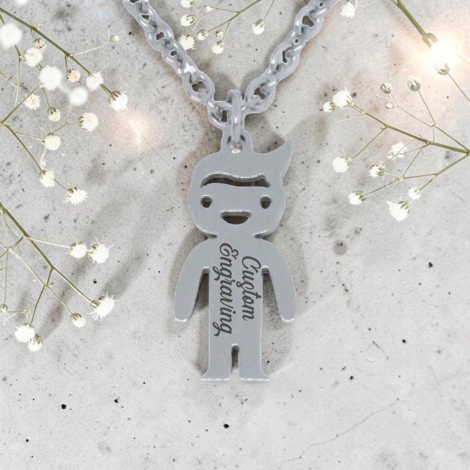 Personalized Boy Pendant with Chain