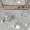 Engraved Elephant Family Horizontal Pendant and Chain