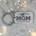 Engraved Floral Mom Dog Tag Keyring