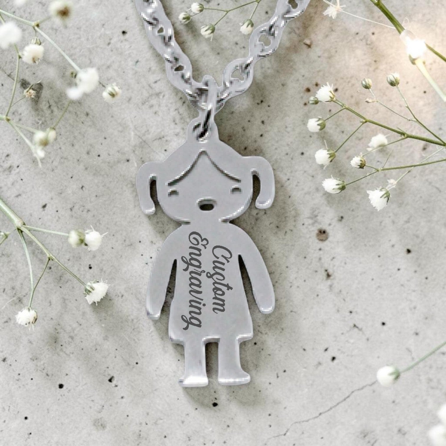Personalized Girl Pendant with Chain