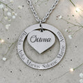 Engraved Heart & Ring Pendant with Chain