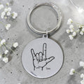 Engraved Love Sign Language Keyring