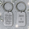 Engraved Love Story Dog Tag Keyring