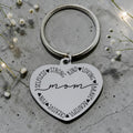 Engraved Mom Heart Keyring