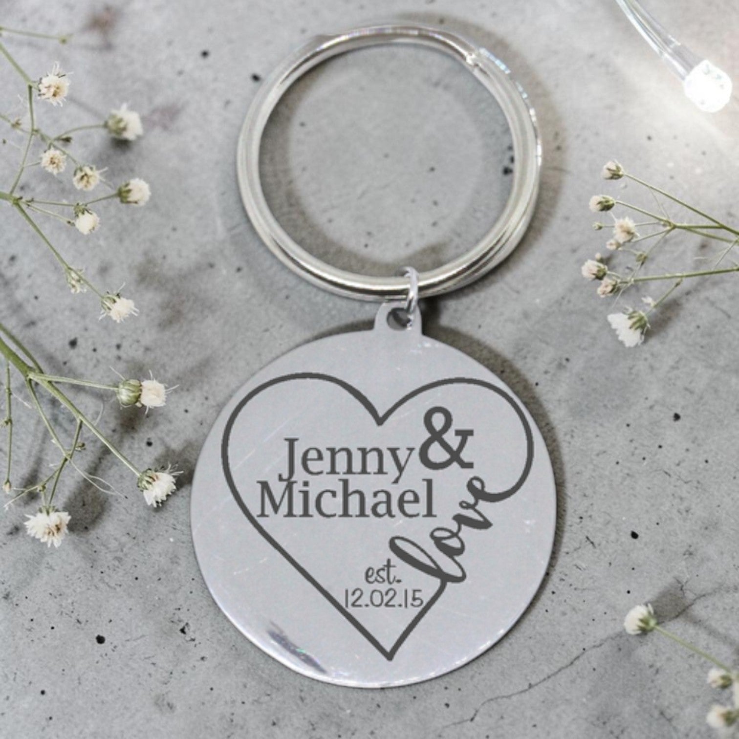 Engraved Personalized Love Heart Keyring