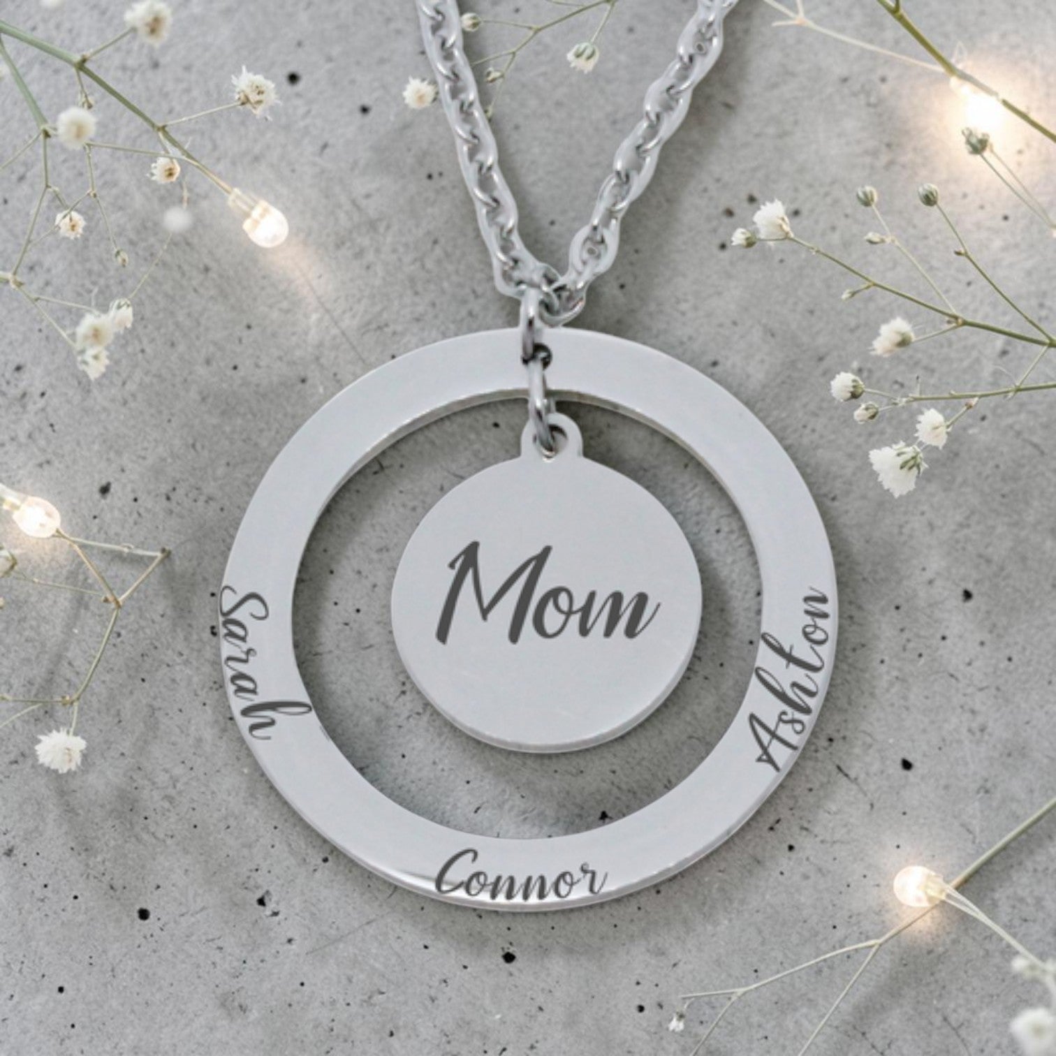 Personalized Ring & Disc Pendant with Chain