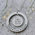 Engraved Ring & Circle Teacher Pendant with Chain