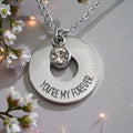Engraved Ring Pendant & Stone Charm with Chain