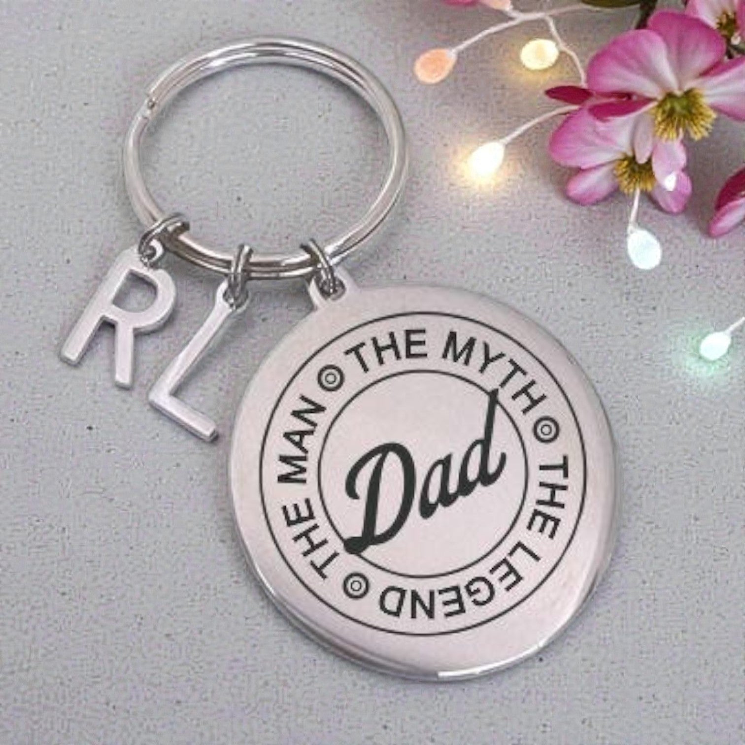 Engraved Round Keyring with 2 Letter Charms