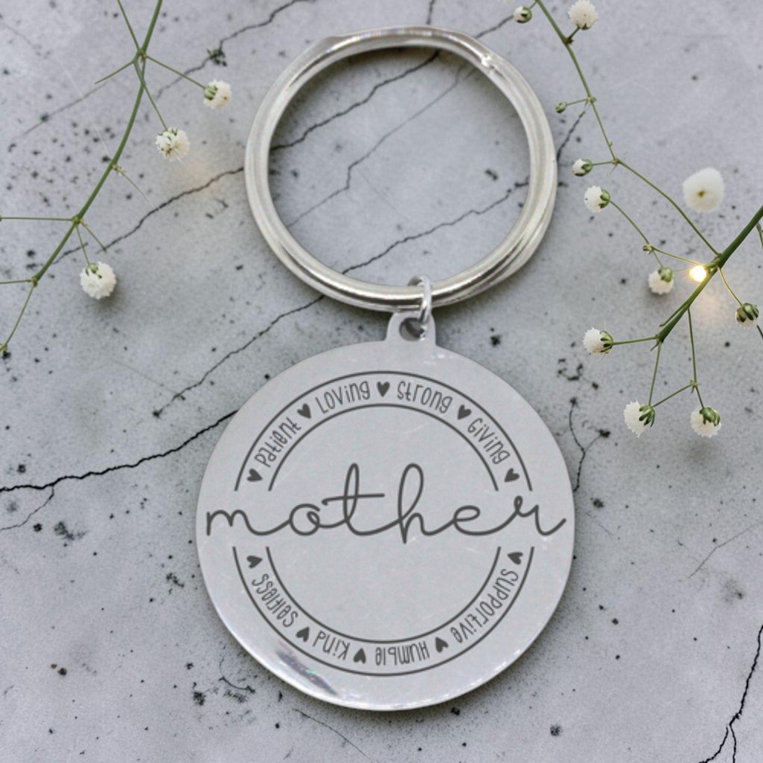 Engraved Round Mother Keyring