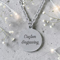 Engraved Round Pendant with Chain