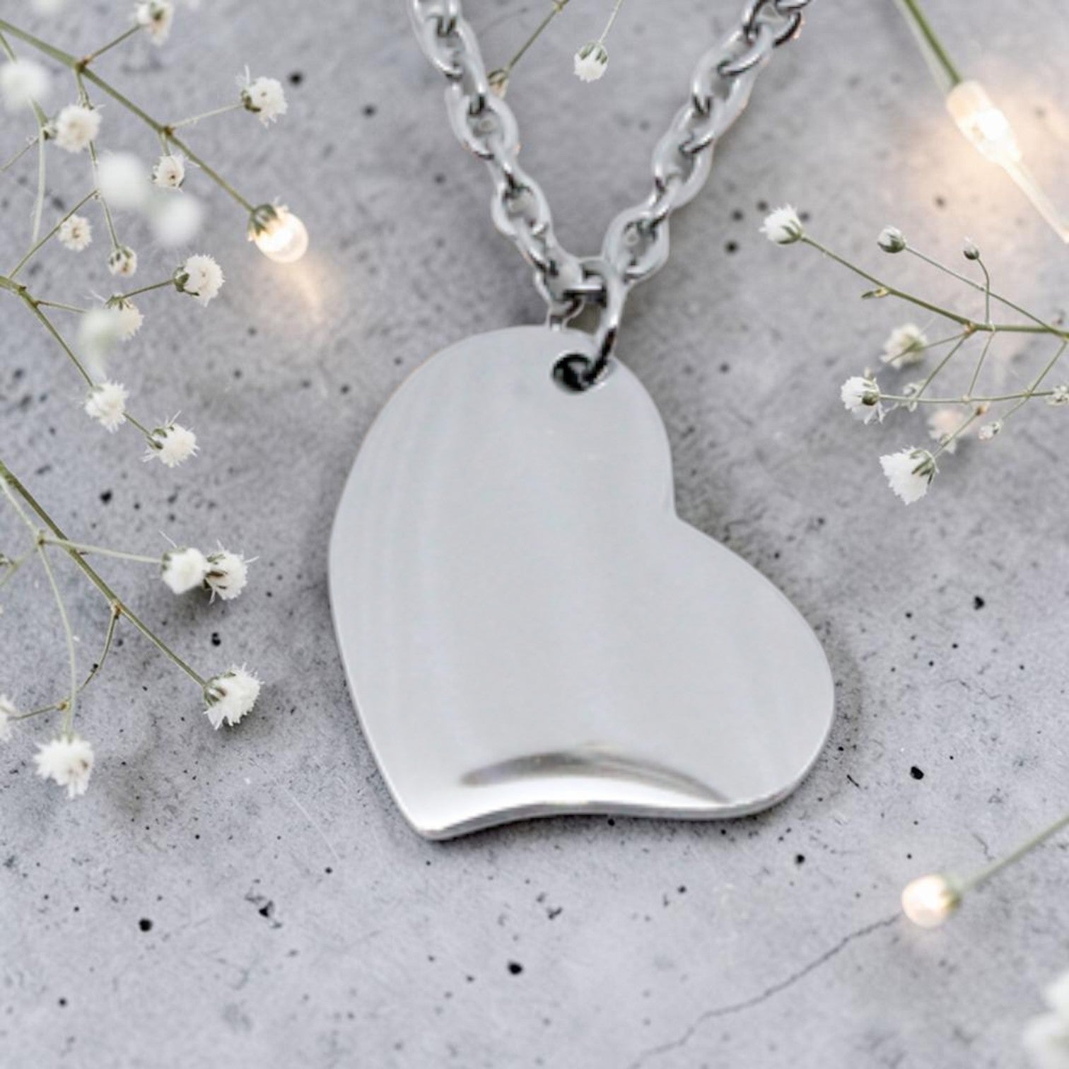Personalized Side Heart Pendant with Chain
