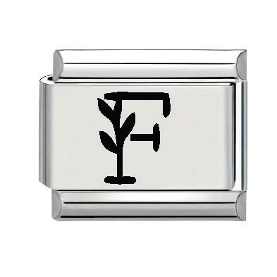 9mm Laser Italian Charm - Letter F