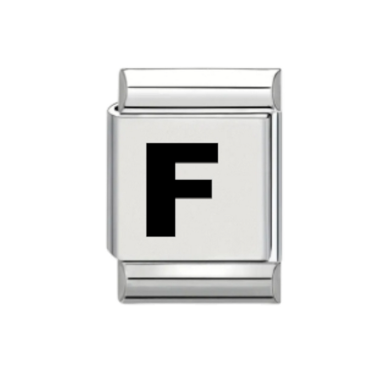 13mm Laser Italian Charm - Plain Letter F
