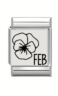 13mm Laser Italian Charm - February Flower