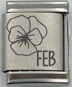 13mm Laser Italian Charm - February Flower