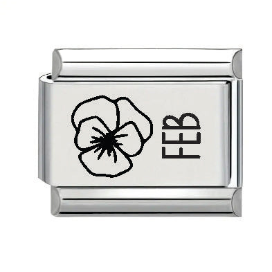 9mm Laser Italian Charm - February Flower