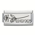9mm Laser Italian Charm Superlink - February Flower Date