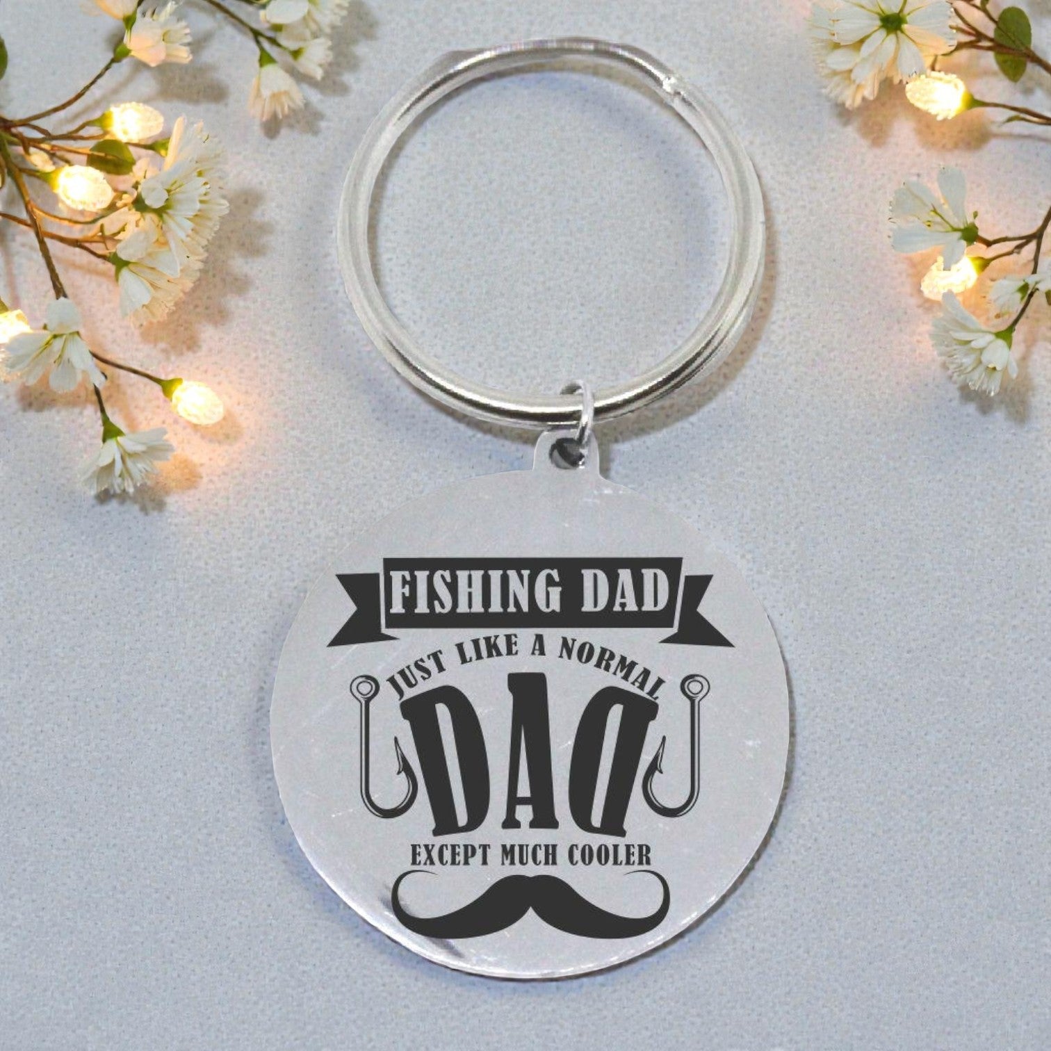Fishing Dad Round Keyring