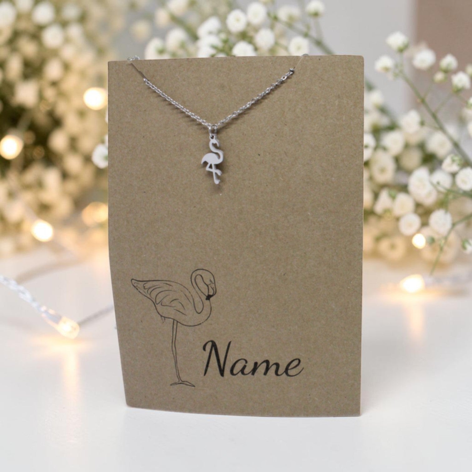 Flamingo Pendant & Chain - Card 135 (Click to personalize card)